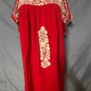 Buddy Love Red Midi Dress with Cream Embroidery